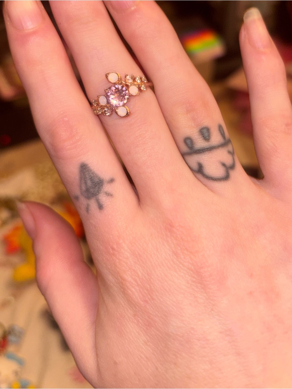 Pink Crystal Cluster Ring